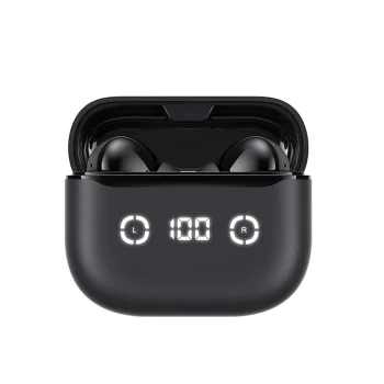 Bluetooth 5.4, ANC, TWS, Type-C, 420mAh, TWS, Безжични слушалки с цифров дисплей с Bluetooth 5.4, Type-C, TWS, 420mAh, Havit Life App - черни