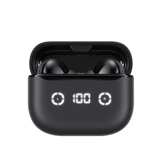 Bluetooth 5.4, ANC, TWS, Type-C, 420mAh, TWS, Безжични слушалки с цифров дисплей с Bluetooth 5.4, Type-C, TWS, 420mAh, Havit Life App - черни