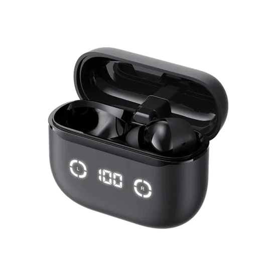 Bluetooth 5.4, ANC, TWS, Type-C, 420mAh, TWS, Безжични слушалки с цифров дисплей с Bluetooth 5.4, Type-C, TWS, 420mAh, Havit Life App - черни