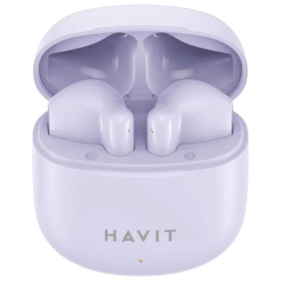 Bluetooth 5.3 безжични слушалки, TWS, USB-C, 300mAh - Havit (TW976) - лилави