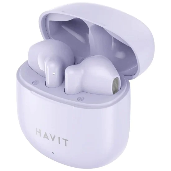Bluetooth 5.3 безжични слушалки, TWS, USB-C, 300mAh - Havit (TW976) - лилави