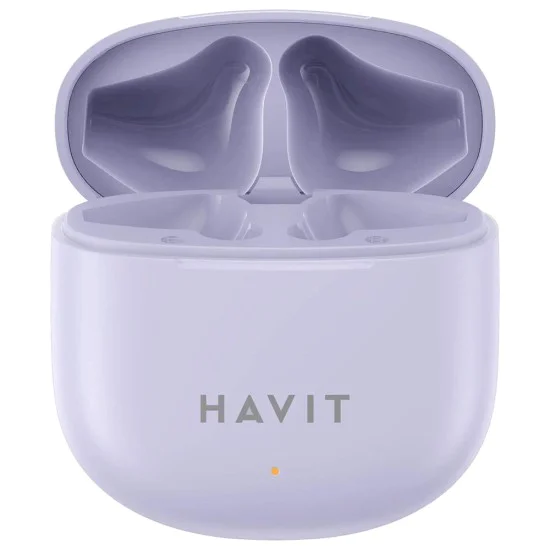 Bluetooth 5.3 безжични слушалки, TWS, USB-C, 300mAh - Havit (TW976) - лилави