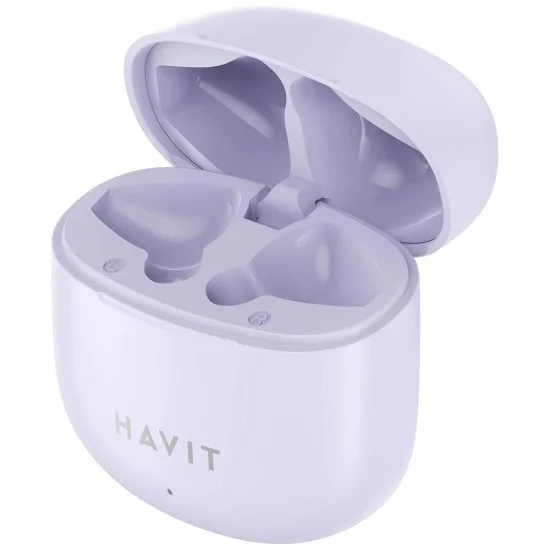 Bluetooth 5.3 безжични слушалки, TWS, USB-C, 300mAh - Havit (TW976) - лилави
