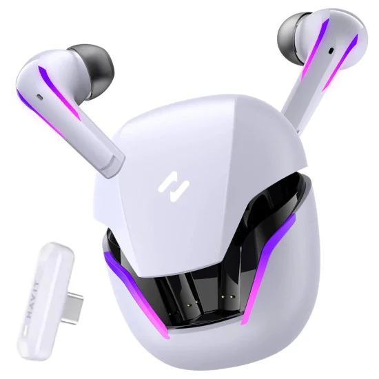 Безжични слушалки за видео игри, Bluetooth 5.3, RGB, Type-C, 400mAh - Havit (TW970) - Бял