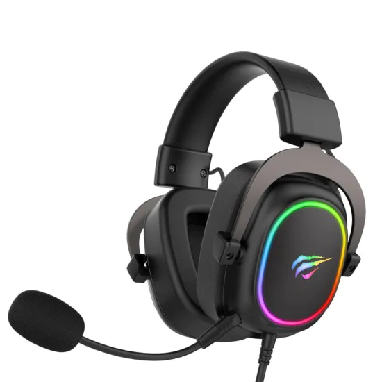 Havit - Геймърски слушалки (H2002P) - с RGB, микрофон, 53 мм високоговорител, 2 м кабел - Черни