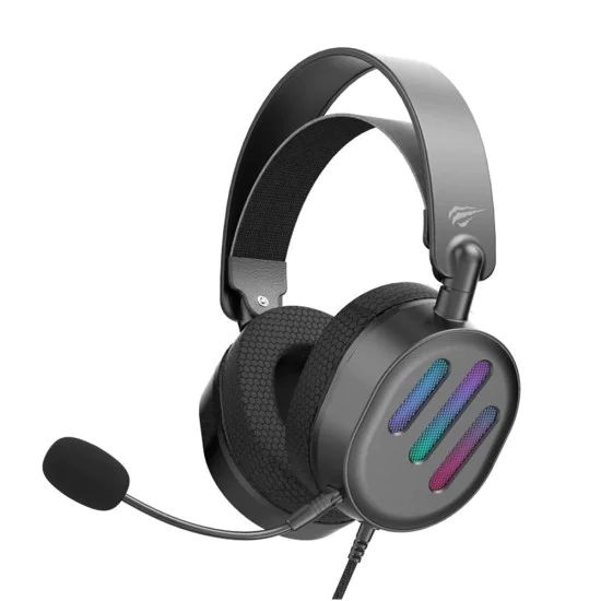 Havit - Геймърски слушалки (H2038U) - с микрофон, 50 мм високоговорител, USB, 2 м - Черни