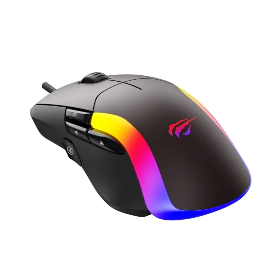 Кабелна мишка за игри 1200/2400/2400/3200/4800/6400/8000 DPI, 1.6m, 5V - Havit (MS959S) - Черен / Охра