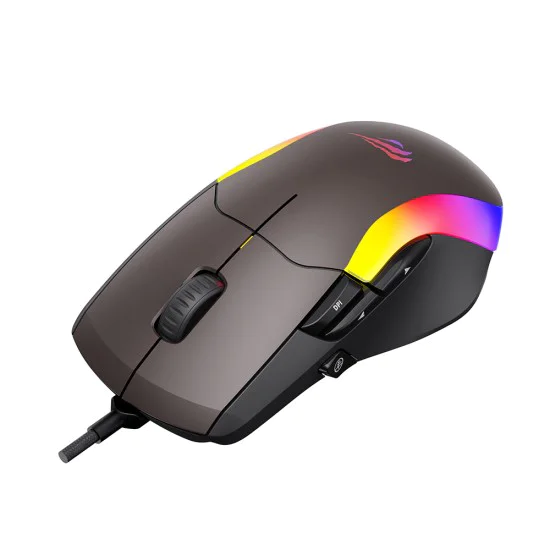 Кабелна мишка за игри 1200/2400/2400/3200/4800/6400/8000 DPI, 1.6m, 5V - Havit (MS959S) - Черен / Охра