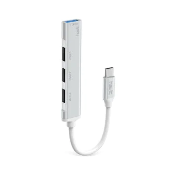 Havit - Докинг станция (HB41) - USB 3.0, 3x USB 2.0, дължина на кабела 11.8 см, алуминиева сплав - сребриста
