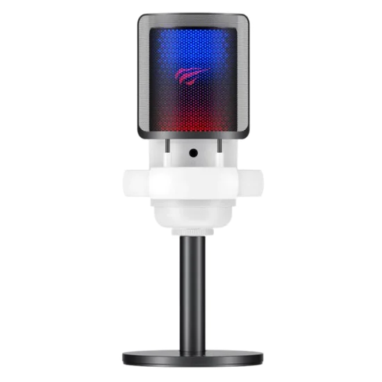 Havit - Настолен микрофон (GK50) - за компютър, лаптоп, телефон, RGB светлина, NR, 30-20000 Hz, кардиоиден, с кабел USB-C, 1.8 м - черен
