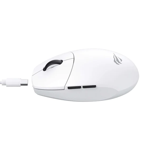 Havit - Безжична геймърска мишка (MS1039W) - 2.4GHz, 800/1400/2200/2800/6400/7400DPI, 500mAh - Бяла