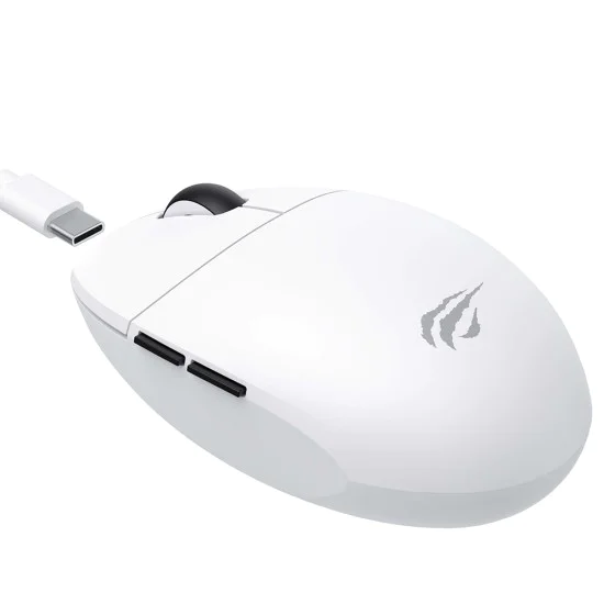 Havit - Безжична геймърска мишка (MS1039W) - 2.4GHz, 800/1400/2200/2800/6400/7400DPI, 500mAh - Бяла