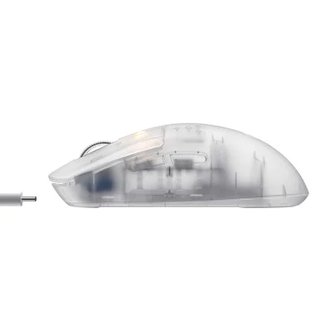 Havit - Безжична геймърска мишка (MS970WB Pro) - 2.4GHz, 800/1600/2400/3200/6400/12000 DPI, 300mAh - Прозрачно бяла