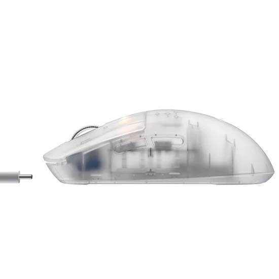 Havit - Безжична геймърска мишка (MS970WB Pro) - 2.4GHz, 800/1600/2400/3200/6400/12000 DPI, 300mAh - Прозрачно бяла