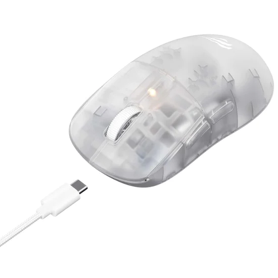 Havit - Безжична геймърска мишка (MS970WB Pro) - 2.4GHz, 800/1600/2400/3200/6400/12000 DPI, 300mAh - Прозрачно бяла