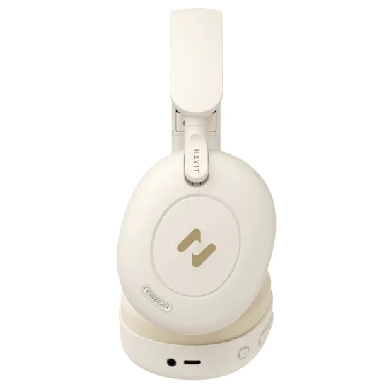 Havit - Безжични слушалки (H655BT Pro) - с калъф, Bluetooth 5.3, шумопотискане, многоточкови, Hi-Res, 700mAh - бежови