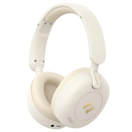 Havit - Безжични слушалки (H655BT Pro) - с калъф, Bluetooth 5.3, шумопотискане, многоточкови, Hi-Res, 700mAh - бежови