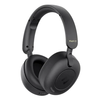 Havit - Безжични слушалки (H655BT) - На ушите, Bluetooth 5.3, Хибридно активно потискане на шума, 700mAh, Сгъваеми, USB-C - Черни