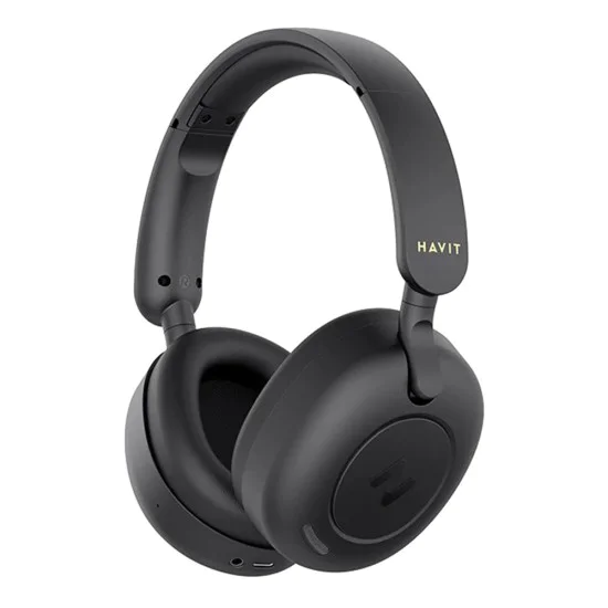 Havit - Безжични слушалки (H655BT) - На ушите, Bluetooth 5.3, Хибридно активно потискане на шума, 700mAh, Сгъваеми, USB-C - Черни