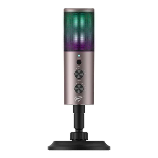 Геймърски микрофон – Havit (GK61) – RGB, USB-C, 100-18000 Hz – Сив