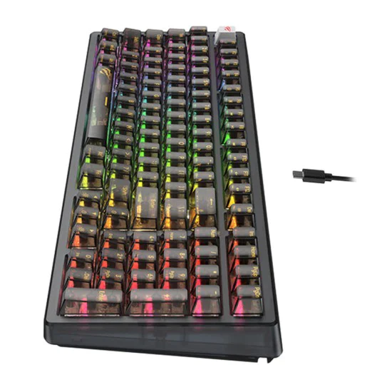 Геймърска механична клавиатура – Havit (KB875L) – RGB, USB-C – Прозрачна/Черна