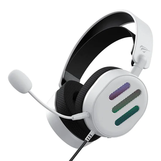 Геймърски слушалки – Havit (H2038U) – USB, RGB, микрофон, Surround Sound – Бели