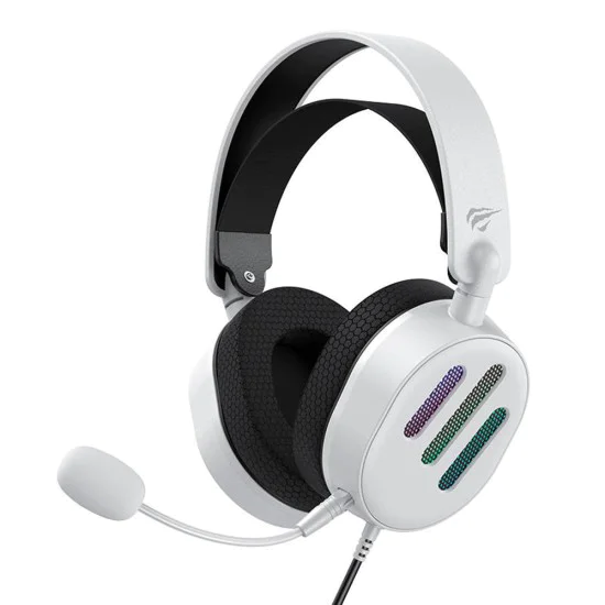 Геймърски слушалки – Havit (H2038U) – USB, RGB, микрофон, Surround Sound – Бели
