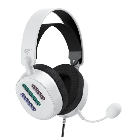 Геймърски слушалки – Havit (H2038U) – USB, RGB, микрофон, Surround Sound – Бели