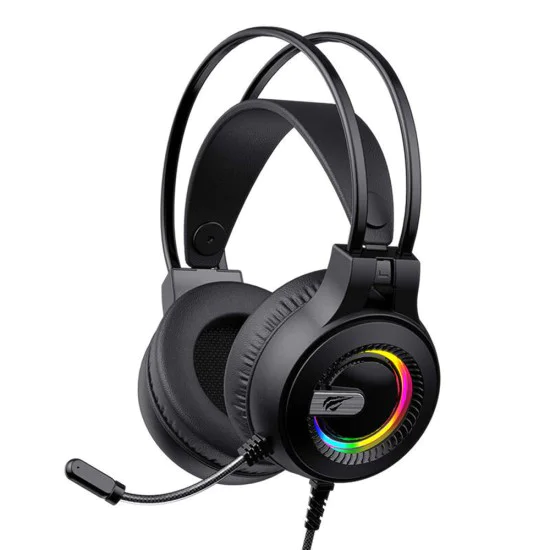 Геймърски слушалки – Havit (H2040d) – микрофон, RGB, USB + 3.5mm – Черни