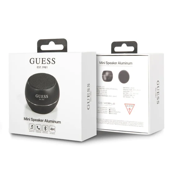 Преносим Bluetooth високоговорител 5.0, 3W, 300mAh, 4H - Guess (GUWSALGEK) - черен