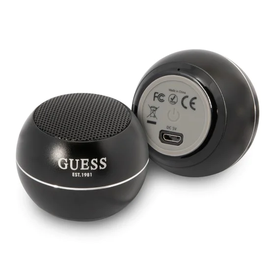Преносим Bluetooth високоговорител 5.0, 3W, 300mAh, 4H - Guess (GUWSALGEK) - черен