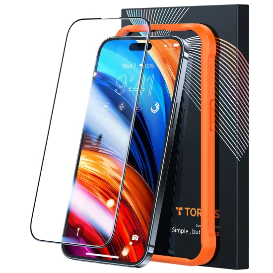 Протектор за iPhone 15 Pro Max - Torras GlassGo Tempered Screen Protector - черен