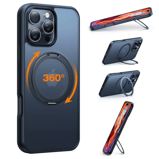 Калъф за iPhone 16 Pro Max - Torras Ostand Pro Series - черен