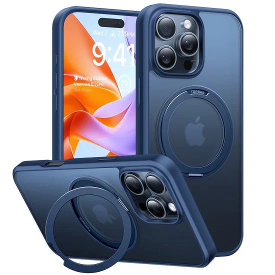 Калъф за iPhone 16 Pro Max - Torras Ostand Pro Series - Navy Blue