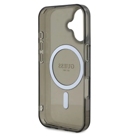 Калъф за iPhone 16 Plus - Guess IML Glitter Circle MagSafe (GUHMP16MHFHFGEREK) - Черен