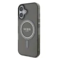 Калъф за iPhone 16 Plus - Guess IML Glitter Circle MagSafe (GUHMP16MHFHFGEREK) - Черен