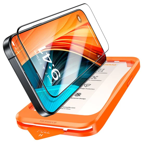 Протектор за iPhone 16 Pro Max - Torras GlassGo Install Master - черен