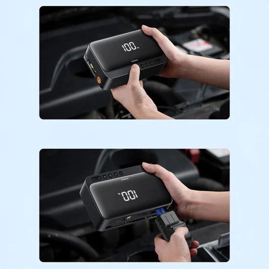 Baseus - Car Jump Starter Super Energy (C00245902111-00) - Power Bank, 6000mAh, Компресор, Фенерче, USB-C, 600A - Черен