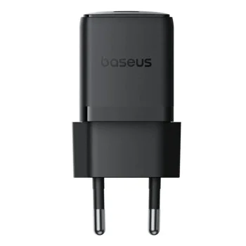 Baseus - Зарядно устройство за стена Palm (P10111602113-01) - Включен кабел Type-C, Бързо зарядно устройство, USB-C, PD 20W, 5V/3.0A, 1m - Черен клъстер