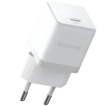 Baseus - Зарядно устройство за стена Palm (P10111602213-00) - Бързо зарядно устройство, Type-C, PD 20W, 5V/3A - Moon White