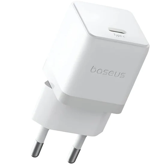 Baseus - Зарядно устройство за стена Palm (P10111602213-00) - Бързо зарядно устройство, Type-C, PD 20W, 5V/3A - Moon White