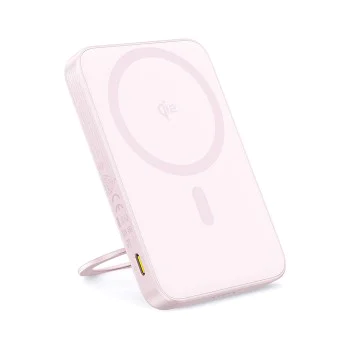 Baseus - Power Bank PicoGo (P10076800413-00) - Type-C, Qi2, Fast Charging, 20W, 5000mAh, Rotable Stand, Cable Type-C - Pink