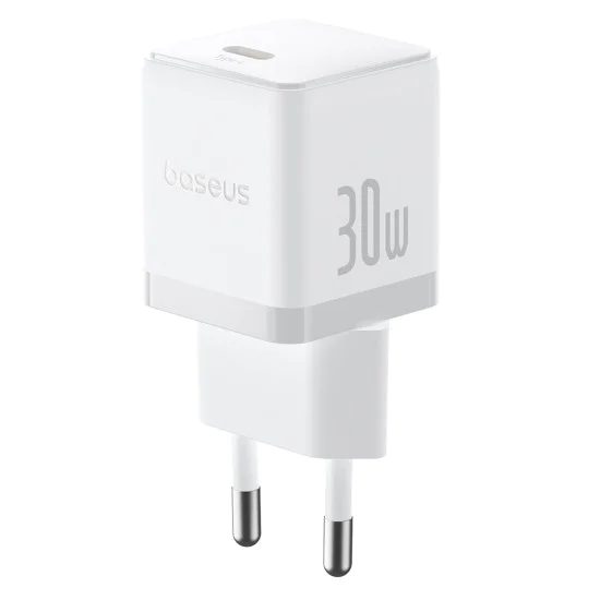Baseus - Стенно зарядно устройство Palm (P10111605213-00) - Бързо зарядно устройство, Type-C, PD 30W, 5V/3A- Moon White