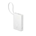 Baseus - Power Bank PicoGo (P10076803213-00) - Type-C, USB, бързо зареждане, 45W, 10000mAh, вграден Type-C кабел - бял