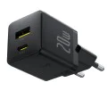 Baseus - Зарядно устройство за стена Palm (P10111608113-00) - Бързо зарядно устройство 2в1, USB, Type-C, 20W, 5V/3A - Черен клъстер