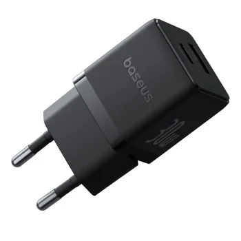 Baseus - Зарядно за стена Palm (P1011160A113-00) - Бързо зареждане, 2в1, USB, Type-C, 30W - Черен клъстер