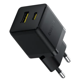 Baseus - Зарядно за стена Palm (P1011160A113-00) - Бързо зареждане, 2в1, USB, Type-C, 30W - Черен клъстер
