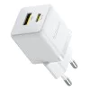 Baseus - Стенно зарядно Palm (P1011160A213-00) - Бързо зареждане, 2в1, USB, Type-C, 30W - Лунно бяло