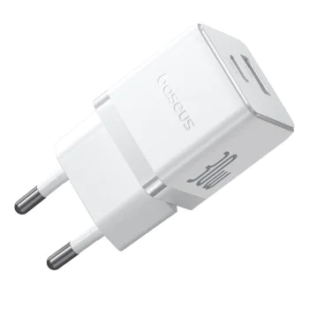 Baseus - Стенно зарядно Palm (P1011160A213-00) - Бързо зареждане, 2в1, USB, Type-C, 30W - Лунно бяло