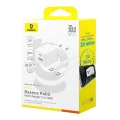 Baseus - Зарядно за стена Palm (P1011160A213-01) - Включен кабел Type-C, Бързо зареждане, 2в1, USB, USB-C, 30W, 20V/3A - Лунно бяло